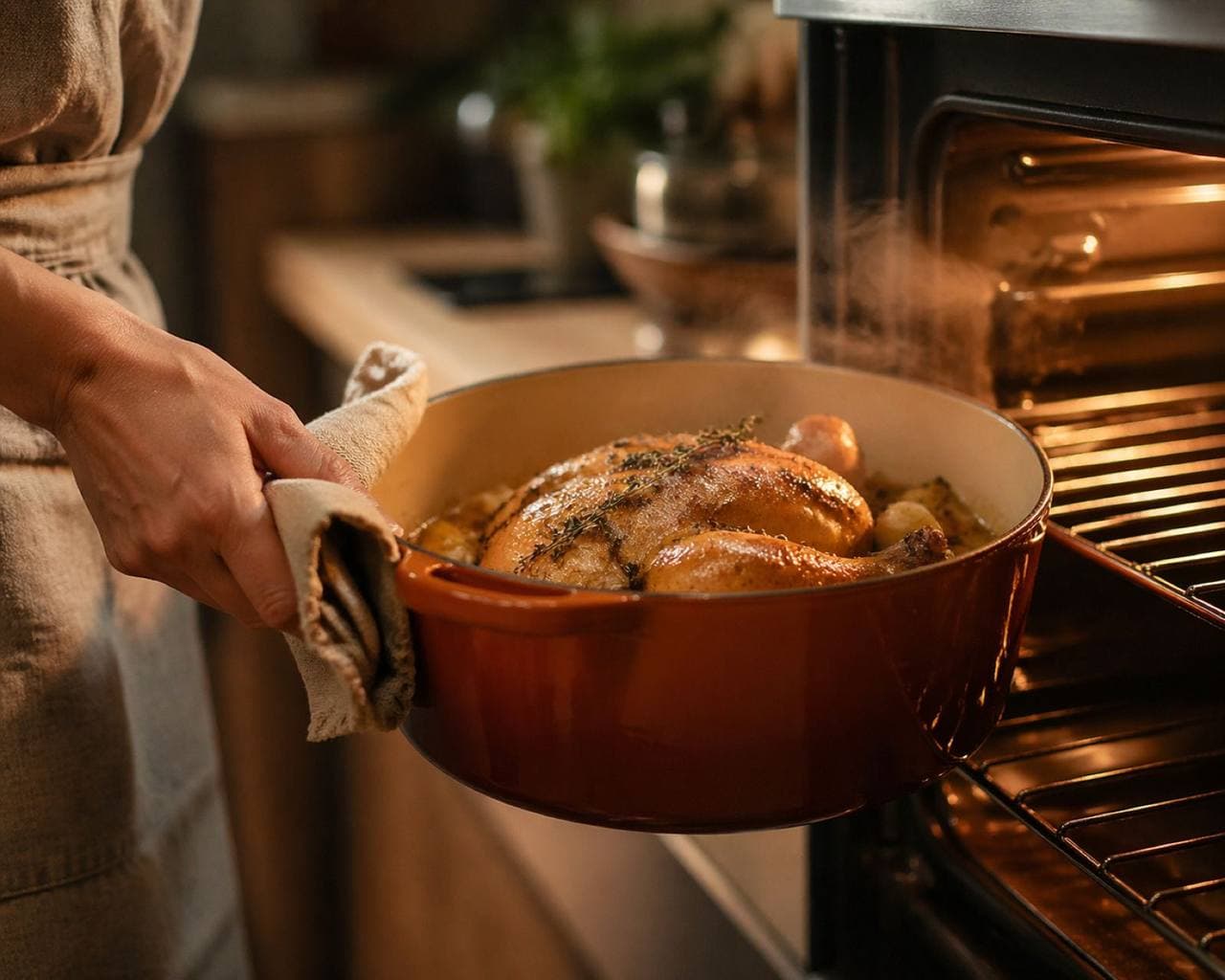 Sunday roast chicken with herb pan jus